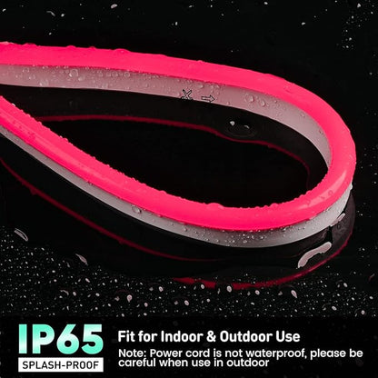 GZBtech Flexible LED Neon Rope Lights 16.4FT,AC 110-120V Waterproof Strip Light, 120LEDs/M Cuttable Connectable Neon Lighting for Indoor Outdoor Home Decor/Commercial Building Use-Red 5M