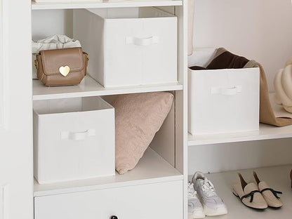 StorageWorks Storage Baskets for Shelves, Foldable Fabric Closet Storage Bins with Handles, Fabric Storage Bins Clothes Organizer, White, 3-Pack, Extra Large