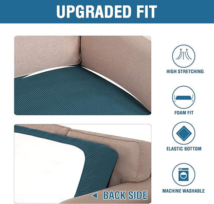 H.VERSAILTEX Super Stretch Individual Seat Cushion Covers Sofa Covers Couch Cushion Covers Slipcover Sets Thick Jacquard Textured Twill Fabric (1 Piece Sofa Cushion Cover, Deep Teal)
