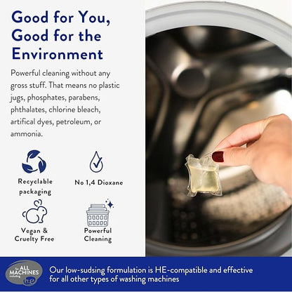 The Clean People Fragrance Free Laundry Detergent Pods - Hypoallergenic Laundry Pods - Ultra Concentrated, Recyclable Packaging, Stain Fighting - Fragrance Free, 96 Pack