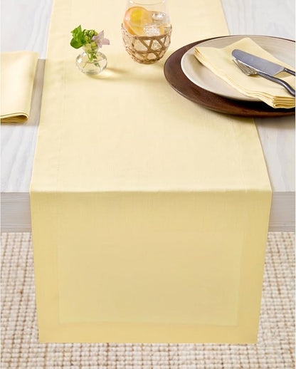 Solino Home Linen Table Runner 90 Inches Long - 100% Pure Linen Golden Straw Dining Table Runner 14 x 90 Inch for Fall, Autumn, Thanksgiving - Fete