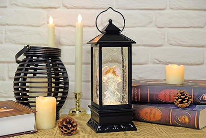 Eldnacele Musical Singing and Lighted Plug-in & Battery Operated Lighted Christmas Water Glittering Snowing Globe Christians Church Lantern for Home Decoration Angel