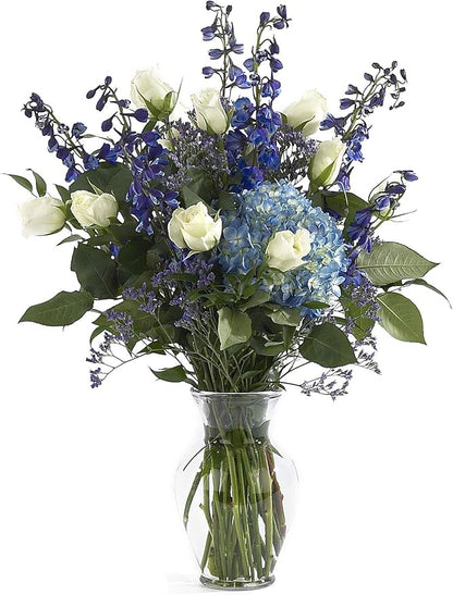 Floral Supply Online - 8" Clear Rose Vase and Flower Guide Booklet - Decorative Glass Flower Vase for Floral Arrangements, Weddings, Home Decor or Office.