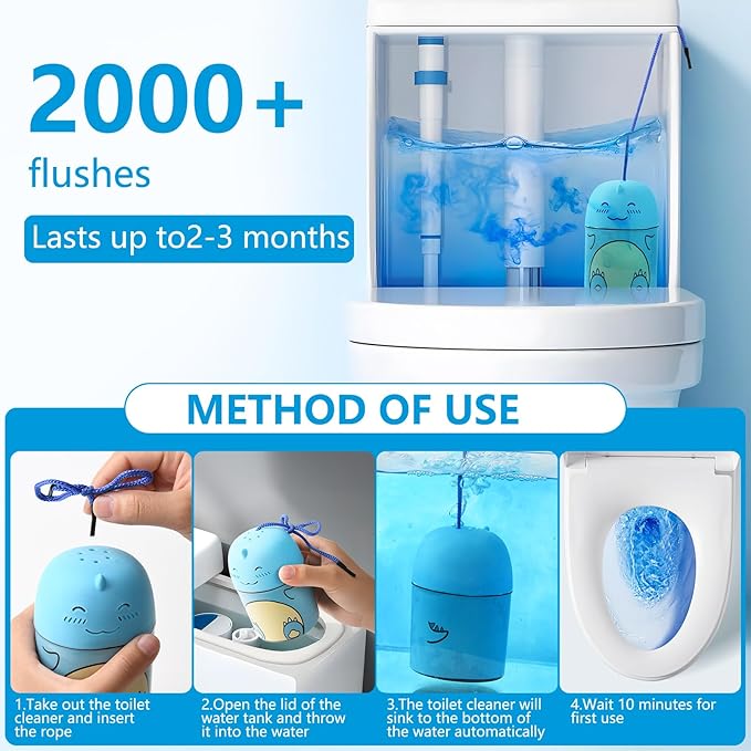 Toilet Bowl Cleaners Bottle Bathroom Toliet Bowl Cleaner with Fresh Ocean Scent Cute Dinosaur Shaped Toilet Tank Cleaner (Blue)