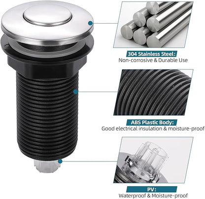 RQYEKDO Garbage Disposal Air Switch Kitchen Sink Top Long Stainless Steel Brushed Nickel Long 2.5" for Food and Waste Disposal On/Off Air Button Parts Black…