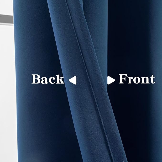 Blackout Curtains 84 Inch Length for Bedroom, Thermal Insulated Blackout Curtains 2 Panels Set, Solid Grommet Privacy Room Darkening Drapes for Living Room Windows(W52 x L84, Navy Blue)