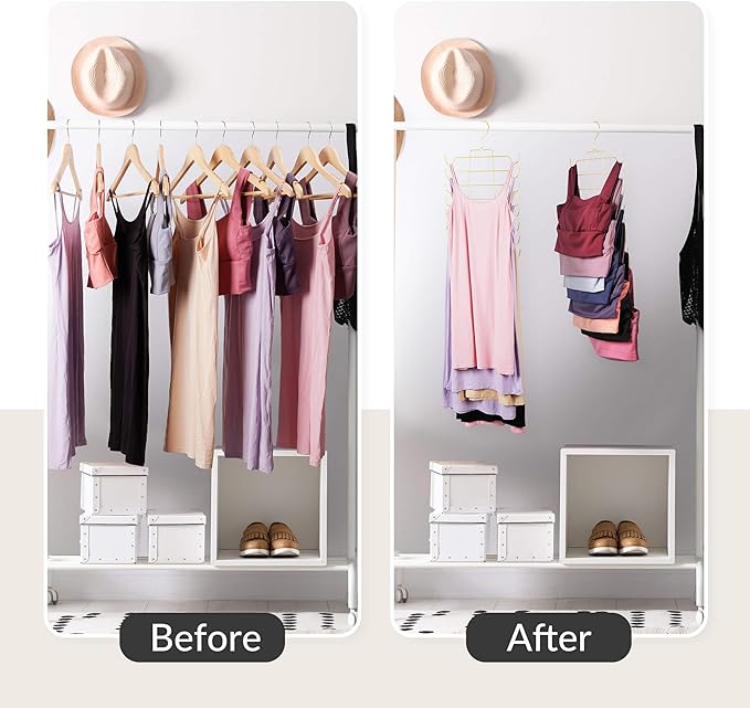 ZEDODIER Tank Top Hanger, 2 Pack Space Saving Bra Hangers, Non-Slip Hanging Sport Bras Holder, Closet Organizers and Storage for Camisoles Tank Tops Bras Ties Swimsuits Strappy Dress, Gold