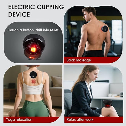 Remote Control Electric Cupping Massager, Smart Cupping Kit for Massage Therapy with 16 Level Temperature & Suction, Portable Cupping Therapy Set for Targeted Pain Relief, Black