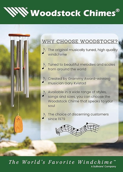 Woodstock Chimes Neptune Wind Chime for Outside 54" Large Silver, Deep Tone Sound for Outdoor Garden, Patio, Porch Decor, Encore Collection DCS54