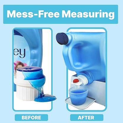 TidyFriend No-Spill Liquid Laundry Detergent Dispenser Holder, Laundry Soap Dispenser Holder with Drip Tray for Laundry Room Organization, Angled Downward Slope for Easy Pouring (No Strap, Ivory)
