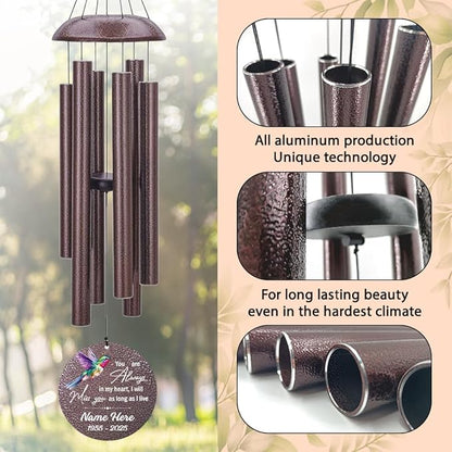 Personalized Wind Chime Memorial, Metal Wind Chime Deep Tone, Wind Chimes for Loss of Loved Father/Mother/Lover, Commemorative Sympathy Bereavement Gifts