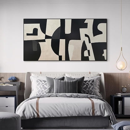 SIGNWIN 24"x46" Extra Large Framed Wall Art Black and White Abstract Geometric Design, Minimalist Modern Print for Home Living Room Bedroom Decor (Frame Assembly Required)