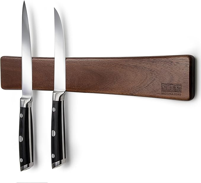 Magnetic Knife Strips, Magnetic Knife Holder for Wall 16 Inch, Acacia Wood Knife Magnetic Strip Use as Knife Bar, Knife Holder for Kitchen Utensil Organizer