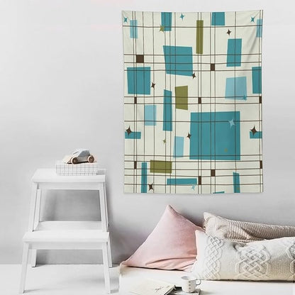 ICMOLYYENLO Boho Medieval Cat Tapestry, Abstract Atomic Starburst Geometric Aesthetic Art Wall Hanging For Bedroom Living Room Dormitory 40x60 Inches