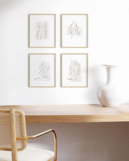 HAUS AND HUES Set of 4 Certificate Frames 8.5 X 11 - Picture Frames 8.5 X 11 Document Frames 8.5x11, Certificate Frames Multi Pack Wooden Picture Frames 8.5x11 Picture Frame (Beige Oak Frame)