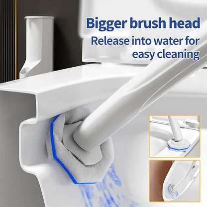 Disposable Toilet Brush Cleaning System, Two Sets of Wands and 60p Refills Pads Replacement Heads, Wall Mounted Toliet Stick Wand Starter Kit Bathroom Maintenance, Toilet Bowl Cleaner Holder