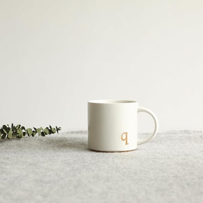 COLLECTIVE HOME - Monogram Ceramic Mugs, 15 oz Golden Initial Coffee Cups, Elegant Alphabet Tea Mugs, Elegant Personalized Mug with Gift Box, Luxurious Cups for Office and Home (q)