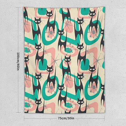ICMOLYYENLO Boho Medieval Cat Tapestry, Abstract Atomic Starburst Geometric Aesthetic Art Wall Hanging For Bedroom Living Room Dormitory 60x80 Inches