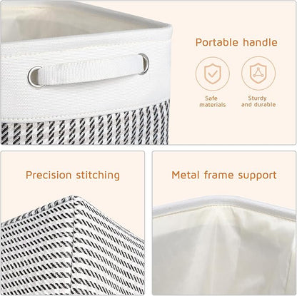 Kntiwiwo Foldable Storage Bin Collapsible Basket 12" x 10" x 9.5" Cube Storage Organizer Bins with Dual Carry Handles for Home Closet Shelves Drawers Organizer, Set of 3, Houndstooth