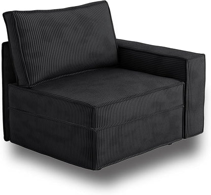 HOOOWOOO Modular Sectional Sofa Couch,Matching Free Combination Cloud Couch Right Arm Chair(Black Corduroy)