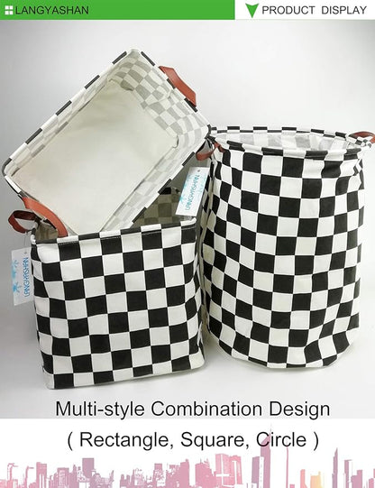 LANGYASHAN Rectangular Storage Bin Collapse Canvas Fabric Cartoon Storage Basket with Handles for Organizing Home Kitchen Boys and Girls Toys Office Closet Shelf Baskets (Rec-Racing flag)