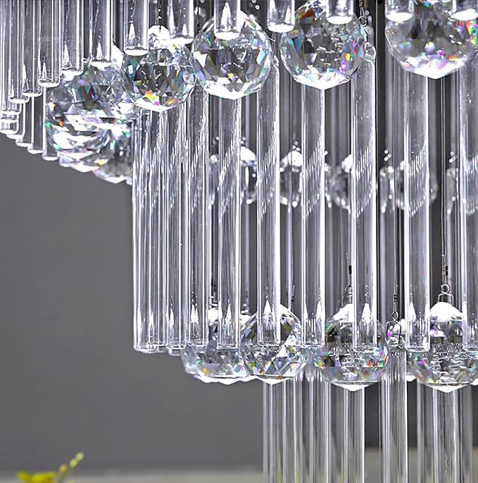Flashing God D48''X H120''High Ceiling Chandelier Crystal Raindrop Gold Chandeliers Large Villa Chandelier Entrance Foyer Hight Ceiling Lighting LED Dimmable 2700K-4500K-6000K 24 LED Bulbs Include