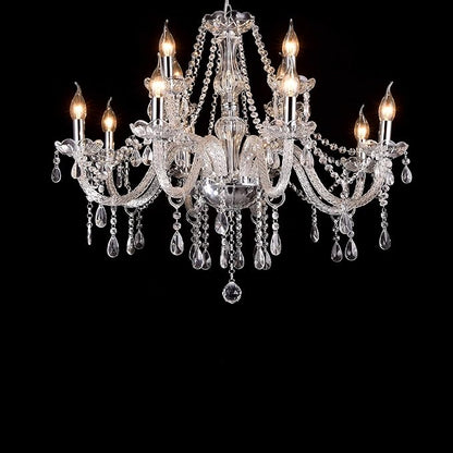 LIUMANG Modern Elegant 12 Lights K9 Crystal Glass Chandelier Pendant Ceiling Lighting European Style for Dining Living Room Bedroom Transparent,12 E12 Bulbs Required