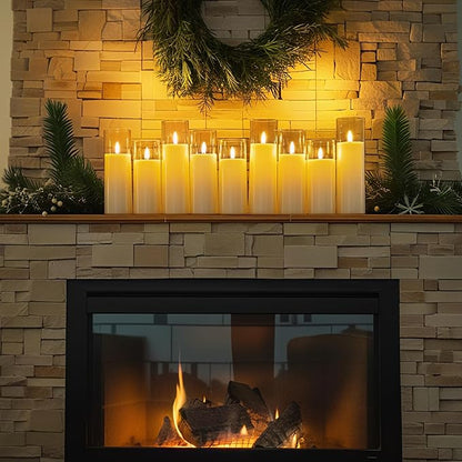 Homemory Ivory Acrylic Flameless LED Candles, Battery Operated with Remote Control and Timer, Electric Fake Candles for Wedding, Home Decor, Set of 9