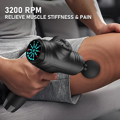RAEMAO Massage Gun, Handheld Electric Deep Tissue Muscle Massager for Athletes for Pain Relief Attaching 8 Replacement Heads, Percussion Massager with 10 Speeds, Father's Day Gifts, Black
