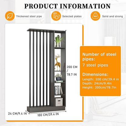 Wall Room Divider,Freestanding Room Divider with Shelves,Wood Room Divider Screen with Storage Cabinet, Wall Divider for Room Separation, for Home Office Decorative C 39.4×9.4×78.7in