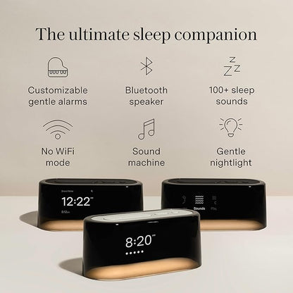 Loftie Alarm Clock with Sound Machine – Smart Alarm Clock with Light, White Noise, Bluetooth Speaker, Night Light Sound Machine, 100+ Sounds, Blackout Mode, No WiFi Mode, Optional Subscription - Peach
