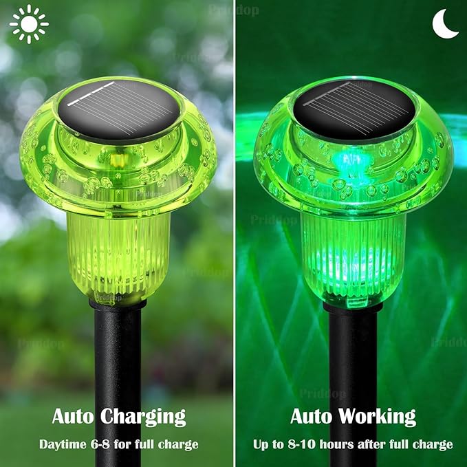 Halloween Solar Lights Outdoor 8 Pack Green LED Waterproof Mushroom Outside Lights for Yard Garden Patio Pathway Walkway Landscape Halloween Decorations
