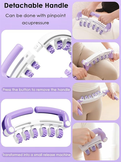Anti Cellulite Massager Roller w/Detachable Roller Handles for Whole Body, Leg, Lumbar, Shoulder, Back, Arm Massage Stretch Roller Swelling Release Stress Relief Yoga Goods Dieting Equipment