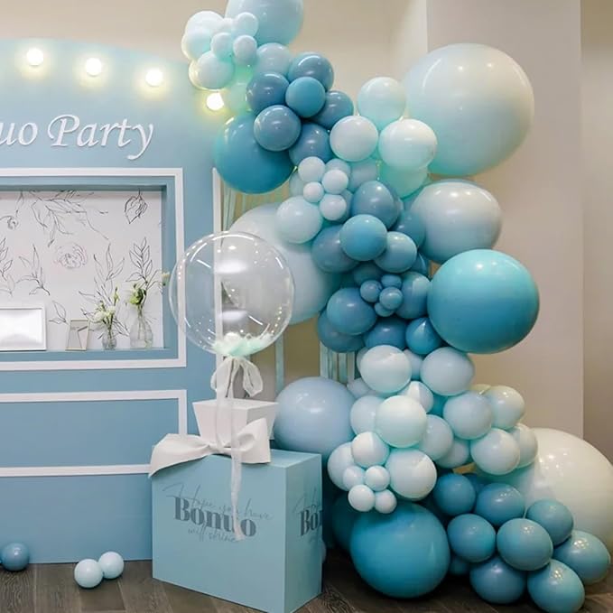 130pcs Peacock Blue Balloons Different Sizes 18" 12" 10" 5" Teal Blue Latex Balloon Garland Arch Kit for Birthday Baby Shower Graduation Wedding Gender Reveal Anniversary Party Decorations