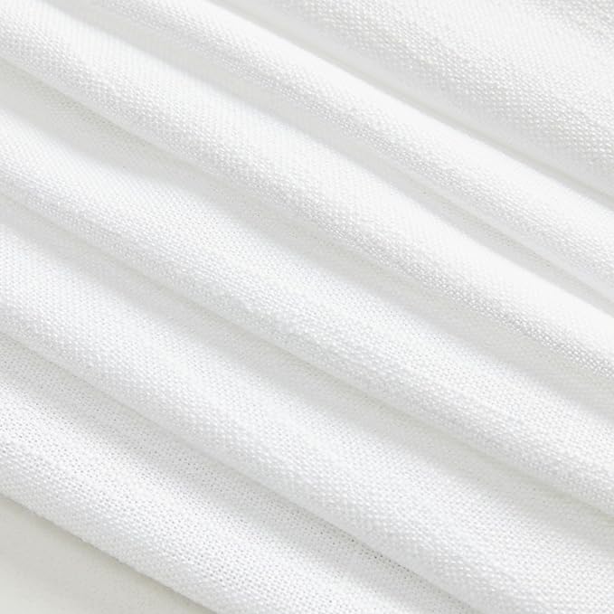 MYSKY HOME White Sheer Curtains 63 inch length Light Filtering Semi Sheer Curtains for Bedroom Short Window Treatment Privacy Protect Drapes Set, Back Tab Boho Farmhouse Linen Soft, 50" Wide, 2 Panels