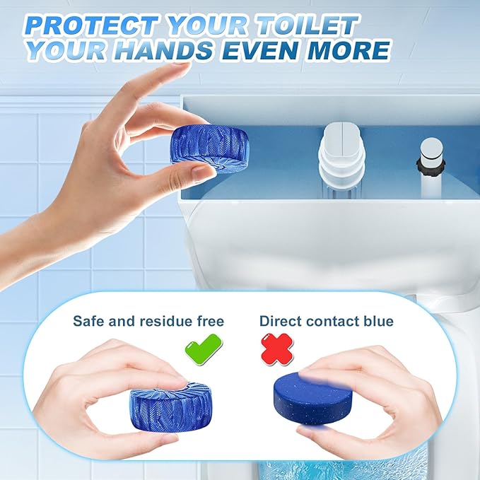KIISIISO Automatic Toilet Bowl Cleaner Tablets，Bathroom Toilet Tank Cleaner，Blue Clean Bubbles,Strong Detergent Ability,Long-lasting 300 brushes,Mild Fresh Pine Scent(30 Pack)