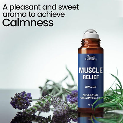 Muscle Relief Essential Oil Roll-On 10 ml - Pure Natural Blend for Sore Muscles, Aches & Recovery - Easy Roller for Athletes & Active Lifestyles - Nexon Botanics
