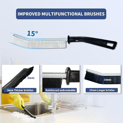 3 Pcs Cleaning Brushes for Household - Crevice Brush for Scrub Small Spaces, Toilet Cleaning Tool with Comfortable Grip, Long&Firm Bristle for Shower Tile Grout, Sinks Gap, Window Tracks, Hinges