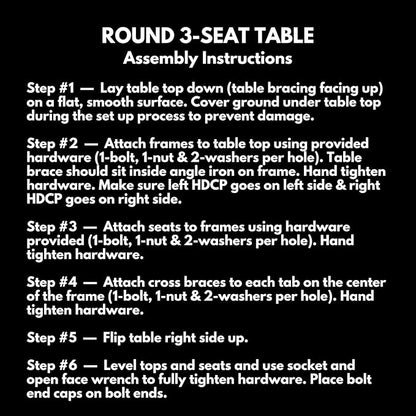 Heavy-Duty Portable Outdoor Picnic Table with Umbrella Hole, Expanded Metal Patio Dining Furniture Made in America (46" Round Top, Textured Black)