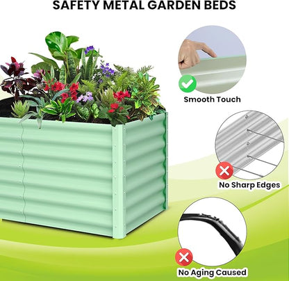 Large Outdoor Planter Boxes Kit Set of 2, 6x3x2ft Galvanized Raised Bed Planter with Open-Ended Base Design, Elevated for Outdoor Plants, Durable Raised Bed for Gardening,Green