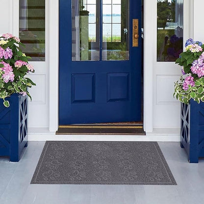 Door Mat Home Welcome Mats Outdoor and Indoor, Heavy-Duty Low-Profile Non-Slip Front Welcome Mat for Home Entrance, Outside Entry, Yard, Floor, Patio (Grey, 36x24)