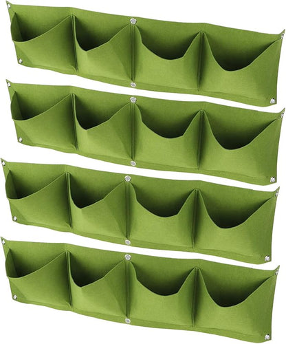 Atyhao Wall Plant Bag,4Pcs 4 Pocket Plant Grow Bag Wall Mounted Reusable Degradable Felt Garden Planter Herbs, Succulents Artificial Pl or Flowers. ()
