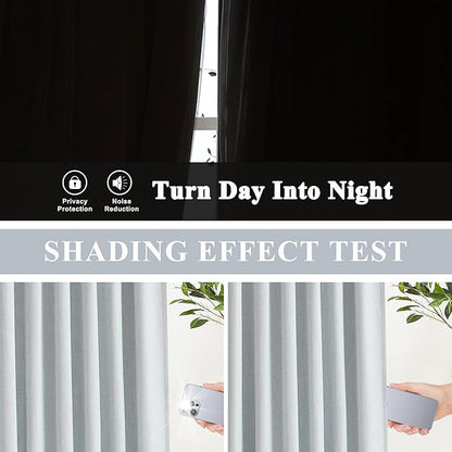 Vision Home Blue Gray Pinch Pleated Full Blackout Curtains Linen Blended Room Darkening Window Curtains 95 inch for Living Room Bedroom Thermal Insulated Pinch Pleat Drapes with Hooks 40" Wx95 Lx2