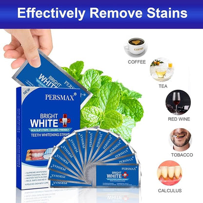 Teeth Whitening Strips for Teeth Sensitive, Non-Slip Enamel-Safe Strips, Professional and Safe Teeth whitening Strips, for Smoking/Coffee/Soda/Wine Stain, 14 Treatments 28 Strips (Mint)