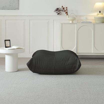 Luxury Ottomans, Modern Square Foot Rest for Sofa Couch Chair, Lazy Floor Seating, Fireside Bean Bag Chair, Tatami Sofa Lounger for Living Room, Bedroom, Office, Black