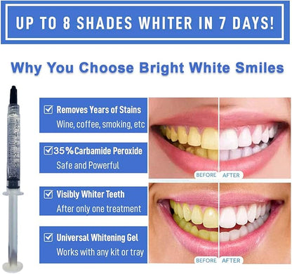 Bright White Smile 35% 10 Pack Teeth Whitening Gel Refills Bleaching Gel, No Sensitive Teeth Whitener, Great for Sensitive Tooth Whitening, Works with Teeth Whitening LED Light and Trays (10 X 3ML)