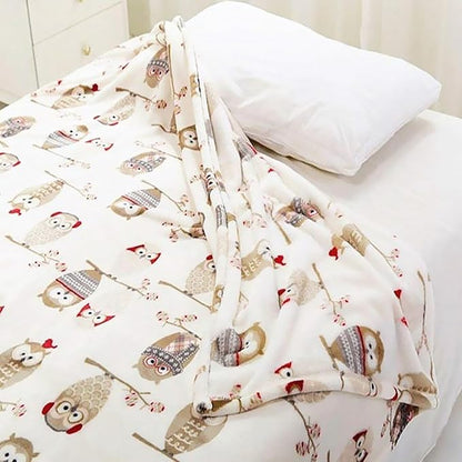 UKELER Owl Sherpa Fleece Blanket Queen Size 80''×90''- Ultra Soft Cozy Flannel Blanket for Bed/Couch/Sofa/Office/Camping, Great Gift for Women's Day,Mother's Day,Father's Day,Thanksgiving,Christmas