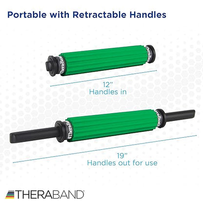THERABAND Roller Massager +, Portable Muscle Rolling Stick with Retractable Handles for Self-Myofascial Release, Deep Tissue & Trigger Point Massage, Gifts for Runners, Athletes, Crossfit