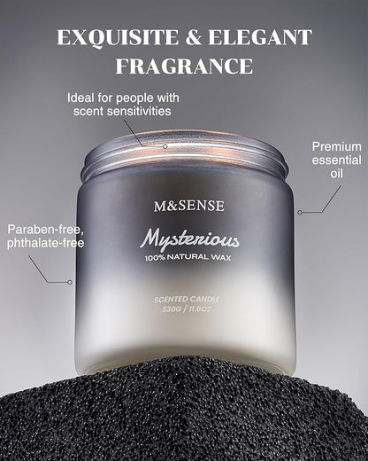 M&SENSE Pepper Lavender Scented Candles for Men, 2 Wick 11.6oz 70 Hours Slow Burning Natural Soy Candle for Christmas, Organic Black Masculine Candles Home Fragrance Holiday Candle for Him