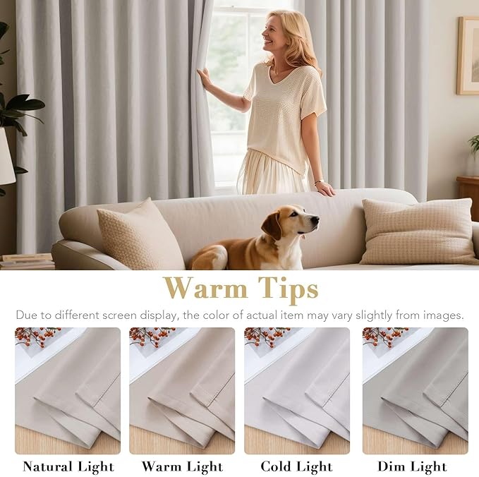 H.VERSAILTEX Premium Blackout Thermal Insulated Room Darkening Curtains for Bedroom/Living Room - Classic Grommet Top (2 Panels, Stone, 52 Inch by 96 Inch)
